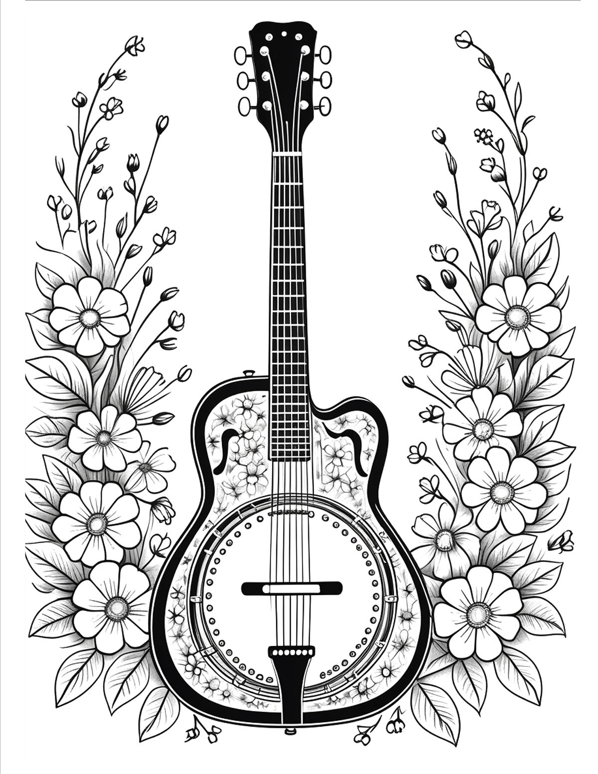 Guitar Garden Coloring Book
