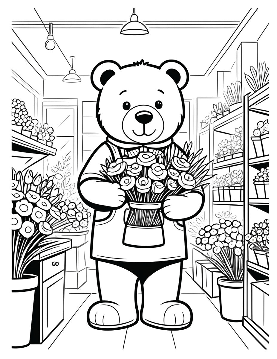Teddy Bear Career Fair Coloring Book