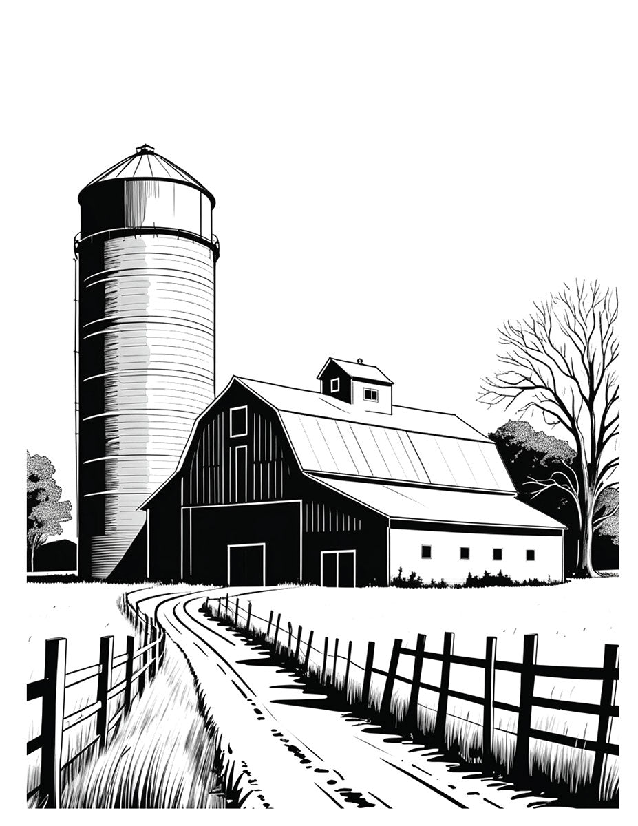 Barns Coloring Book