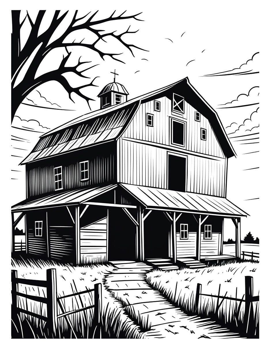 Barns Coloring Book