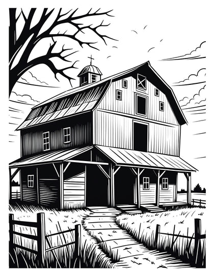 Barns Coloring Book
