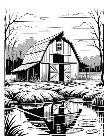 Barns Coloring Book