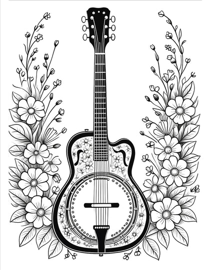 Guitar Garden Coloring Book