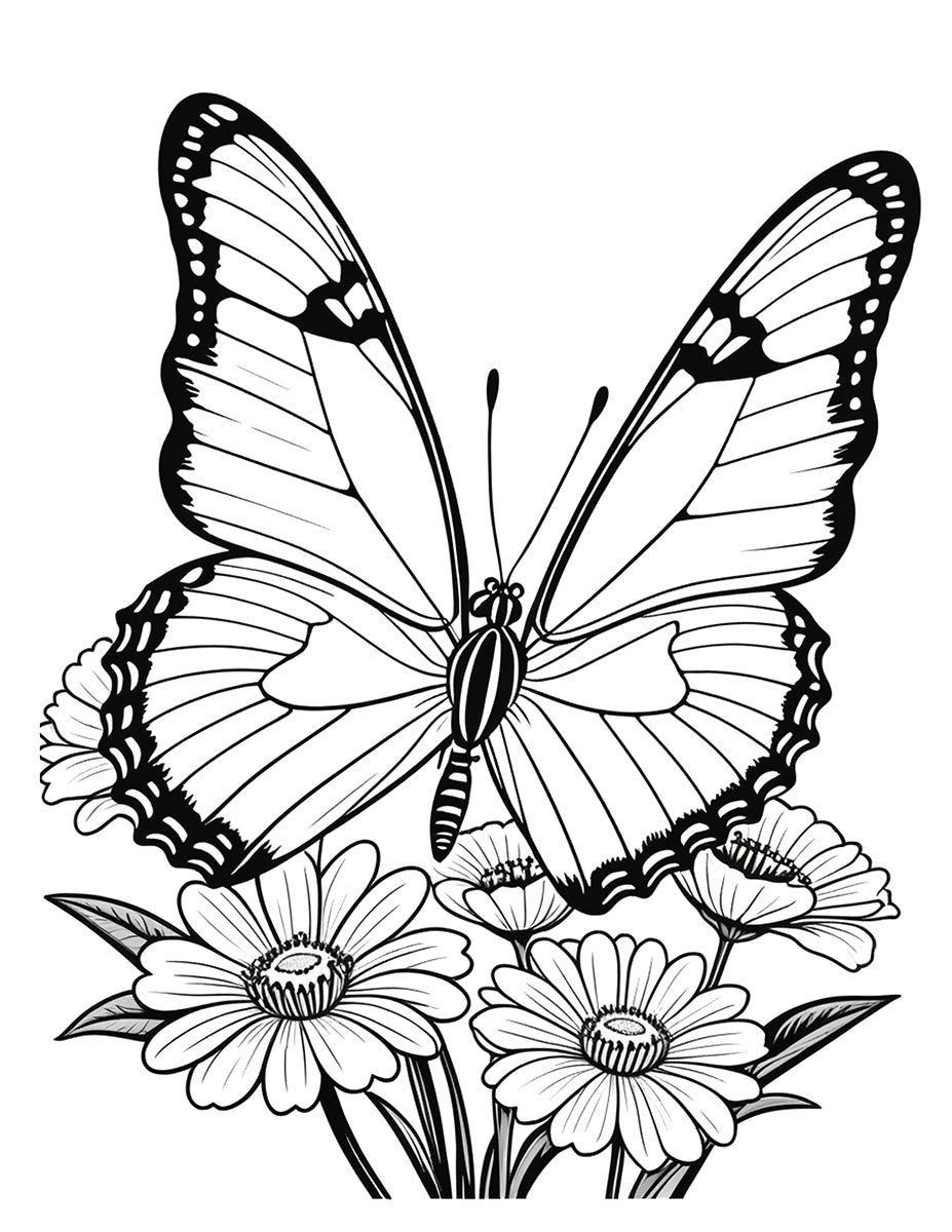whimsical butterfly coloring book page