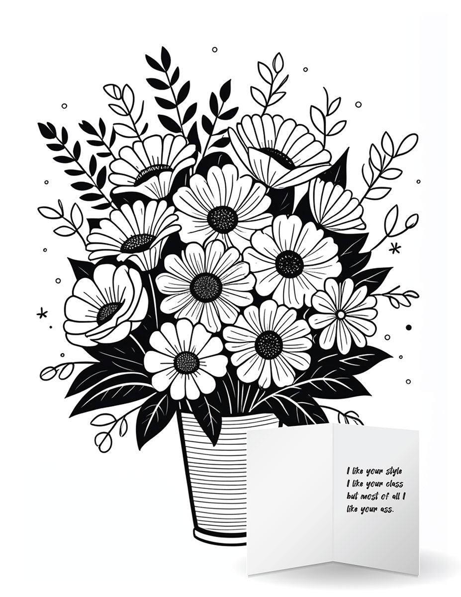 Flowers & a Card Coloring Book