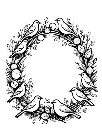 Christmas Wreaths Coloring Book