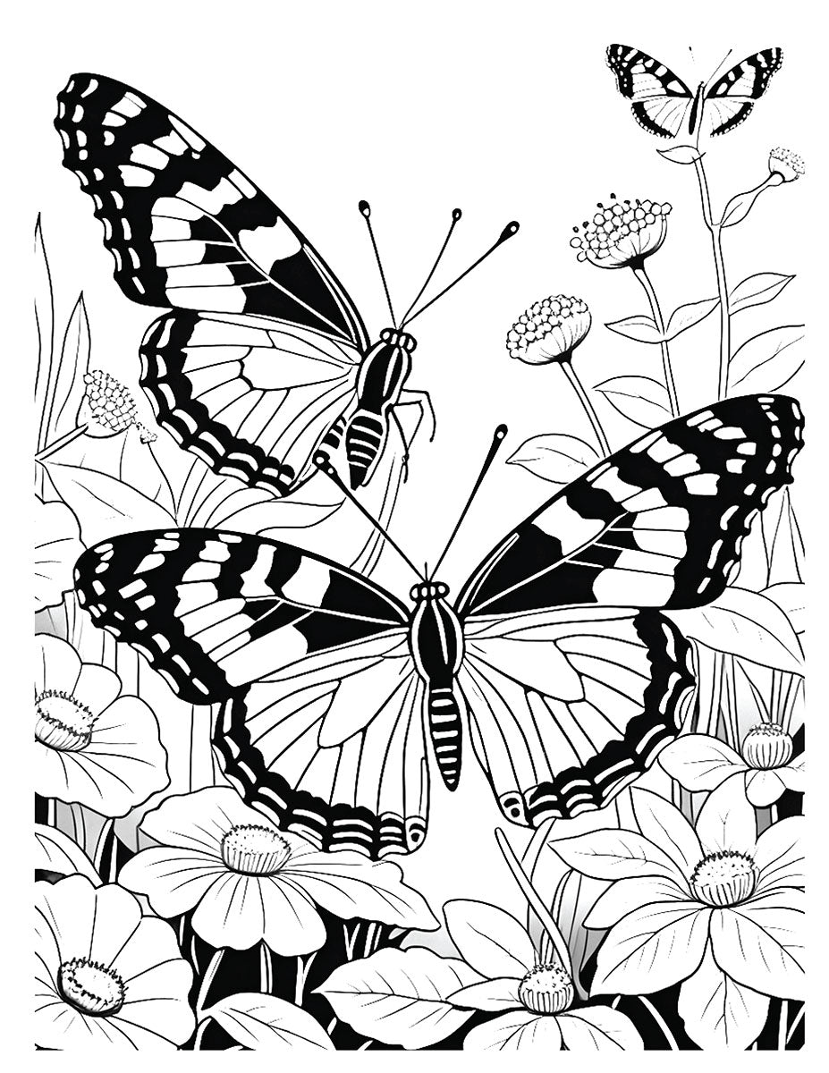 nature coloring book butterfly design