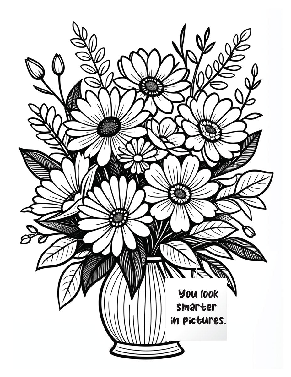 Flowers & a Card Coloring Book