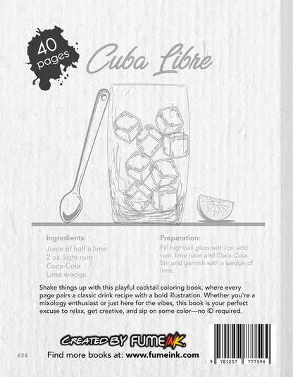 Simple Cocktail Recipes Coloring Book